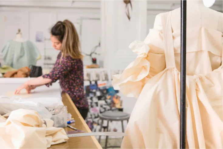 Woman working with textiles