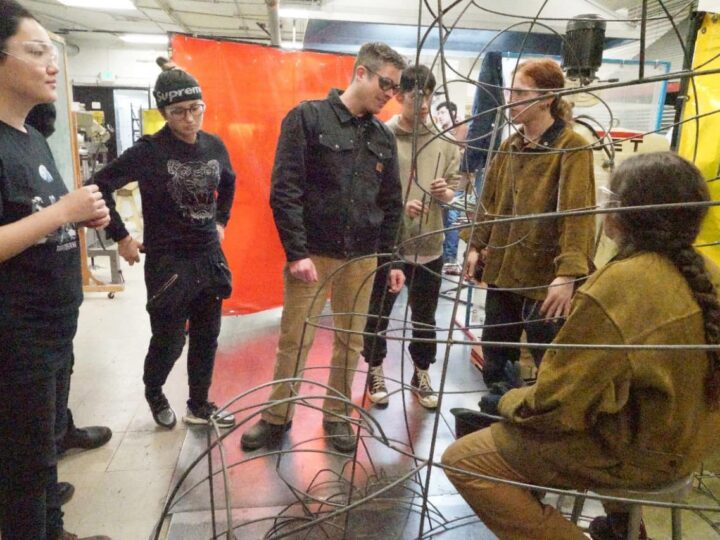 Working in the sculpting studio