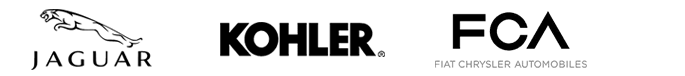 Jaguar, Kohler, and FCA logos