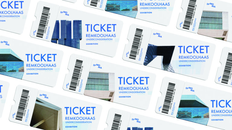 Tickets scattered with bold blue text and barcode labels