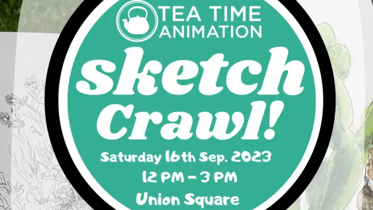 Circular green poster announcing 