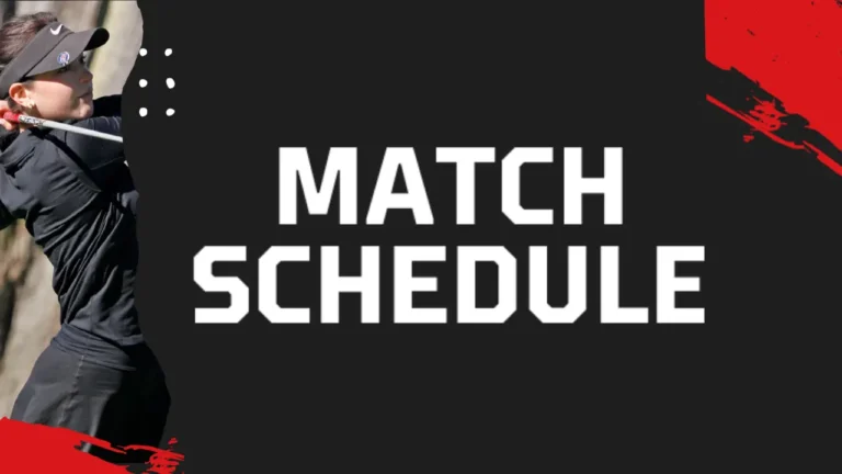 Golfer swinging a club, wearing black attire and visor, on left side. Bold white text reads 