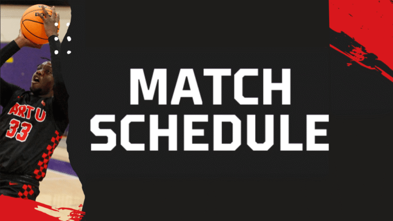 Basketball player shooting an orange ball, wearing a black and red uniform with 