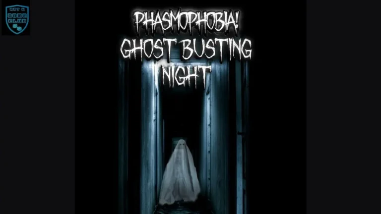 A ghostly figure stands in a dimly lit, narrow hallway. Above it, text reads: 