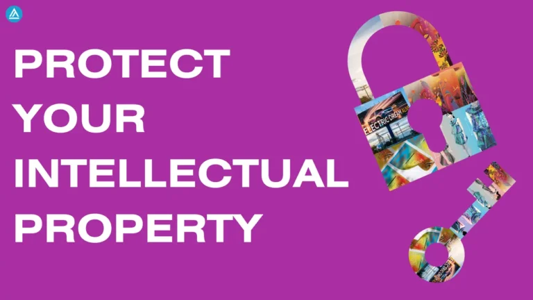 A lock-shaped collage of art pieces, with a matching key, appears against a purple background. Text reads: 