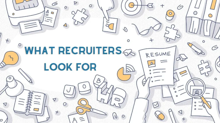 Hands hold a resume amidst office supplies and puzzle pieces. Text reads, 