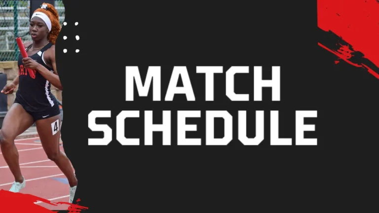 Runner holds baton mid-race on a track, wearing a black uniform with number 4. To the right, bold white text reads 